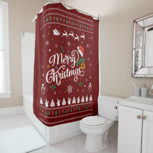 Funny Ugly  Merry Christmas Shower Curtain