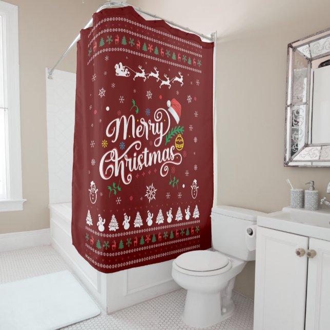 Funny Ugly  Merry Christmas Shower Curtain (In Situ)