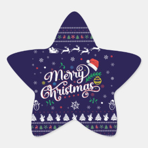 Funny Ugly Merry Christmas Star Sticker