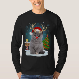 Funny Ugly Sweater Cat Reindeer North Pole Christm