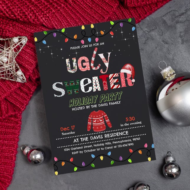 Funny Ugly Sweater Christmas Holiday Party Invitation (Creator Uploaded)