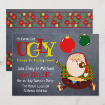 FUNNY UGLY SWEATER Christmas Invite Chalkboard
