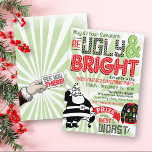 Funny Ugly Sweater Christmas Party Invitation<br><div class="desc">Personalise this retro & funny red, green & white striped Ugly Sweater Christmas Party invitation with a cute bewildered black and white vintage Santa Claus and marquee lights and sweater typography that says, "May All Your Sweaters Be UGLY"! Easily customise the wording to make it your own ♥ Design lovingly...</div>