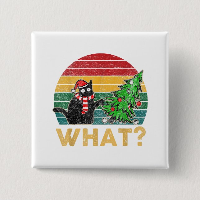 Funny Ugly Sweater Christmas Shirt Naughty Cat San 15 Cm Square Badge (Front)