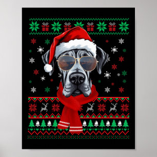 Funny Ugly Sweater Xmas Family Matching Great Dane Poster