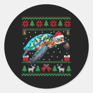 Funny Ugly Xmas Sweater Animals Lights Christmas T Classic Round Sticker
