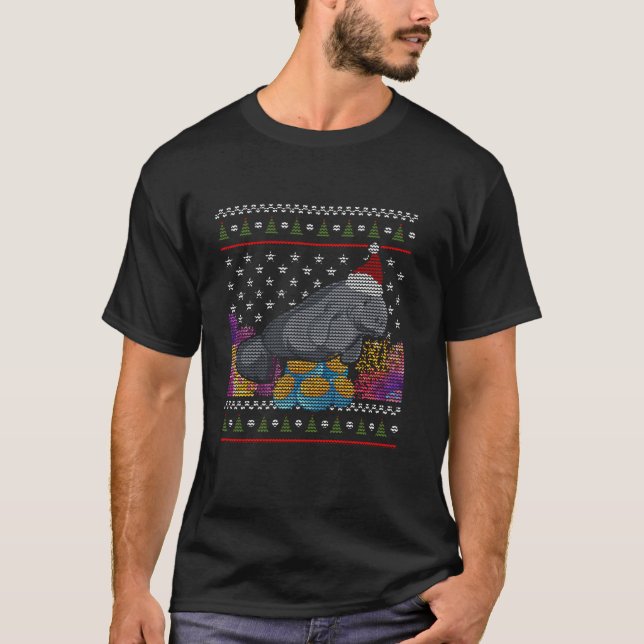 Funny Ugly Xmas Sweater Christmas Santa Manatee An (Front)