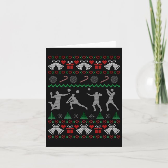 Funny Ugly Xmas Volleyball Christmas Sports Holida Card (Front)