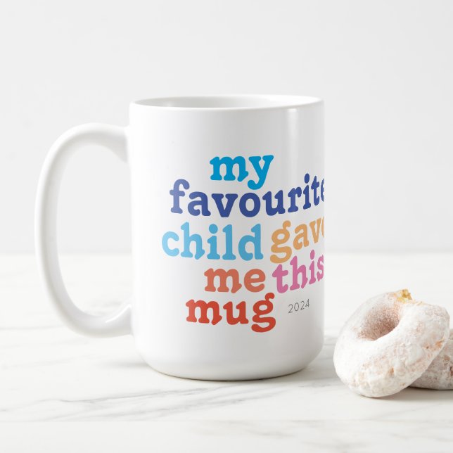 funny UK mother's or father's day favourite child Coffee Mug (With Donut)