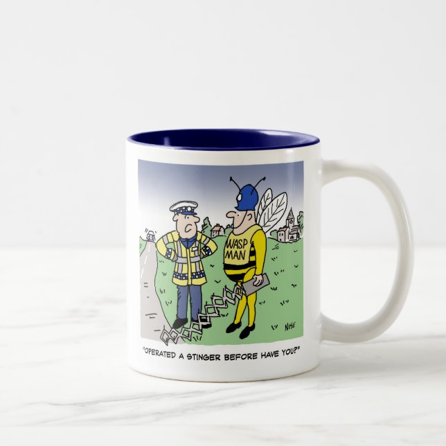 Funny UK Traffic Police Cartoon Two-Tone Coffee Mug (Right)