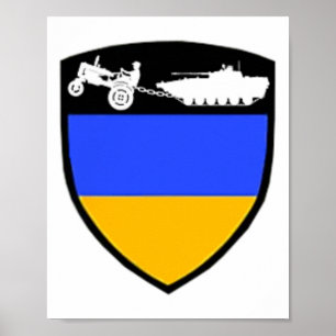 Funny Ukraine Farmer Tractor Towing Tank Meme Poster