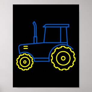 Funny Ukraine Tractor Ukrainian Flag Cool Ukraine  Poster