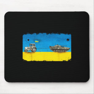 Funny Ukrainian Farmer Pulling Tank With Tractor Mouse Pad