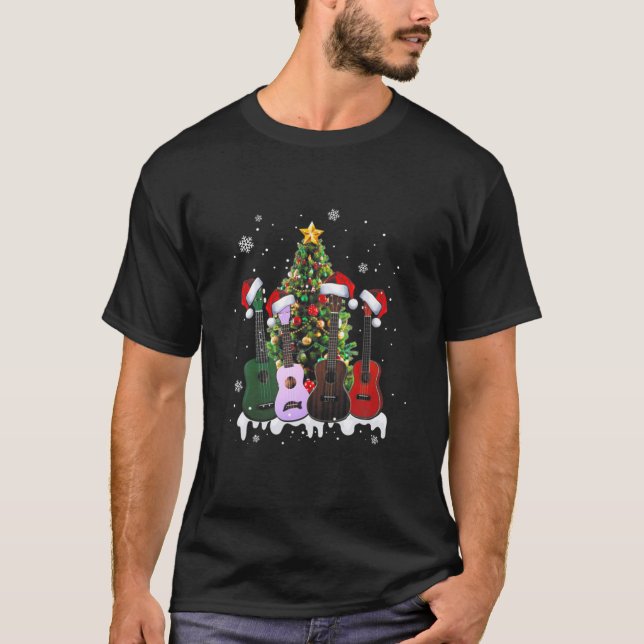 Funny Ukulele Christmas Tree Merry Xmas Lover S T-Shirt (Front)