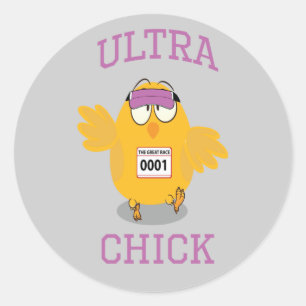 Funny Ultra Chick Runner Classic Round Sticker