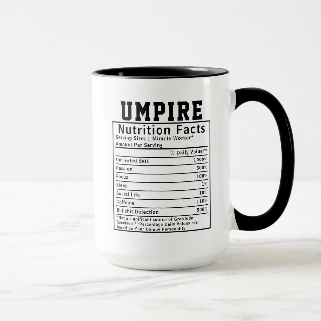 Funny Umpire Nutrition Facts Sports Official Gift Mug (Right)