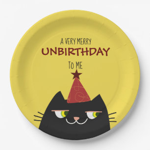 Funny Unbirthday Cat Party Paper Plate