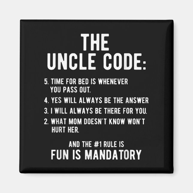Funny Uncle Gifts By Design Tee Company Uncle Code Magnet (Front)