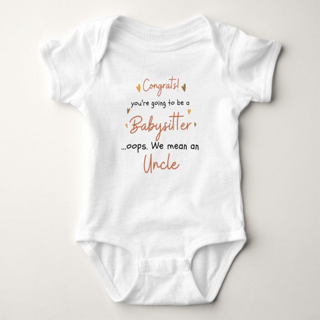 Funny Uncle Pregnancy Reveal And Baby Announcement Baby Bodysuit (Front)