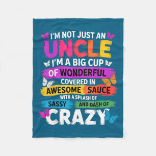 Funny Uncle Quote Sy Cool Uncle Men  Fleece Blanket