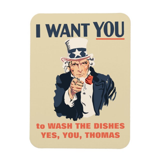 Funny Uncle Sam Custom Message Magnet (Vertical)