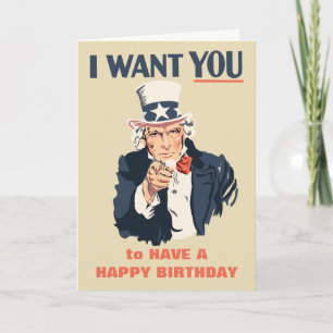 Funny Uncle Sam Patriotic Birthday Card