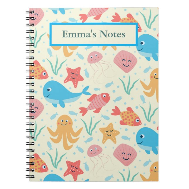 Funny Under the Ocean Sea Animals  Personalised  Notebook (Front)