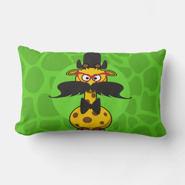 Funny Undercover Giraffe in Moustache Disguise Lumbar Cushion (Front)