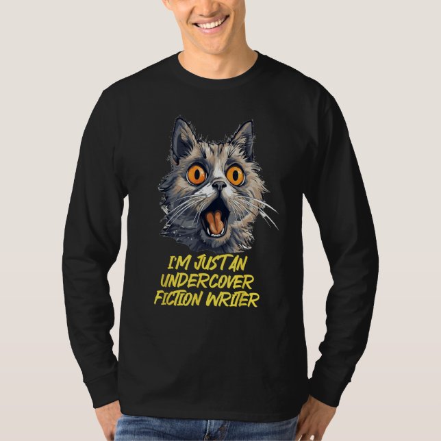 Funny undercover white Lies Cat T-Shirt (Front)