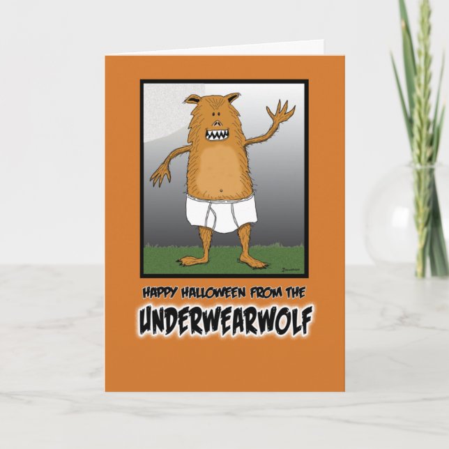 Funny Underwearwolf Halloween Card (Front)