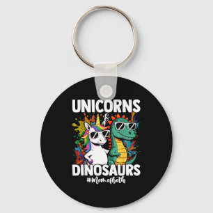 Funny unicorn and dinosaur design for birthday mum key ring