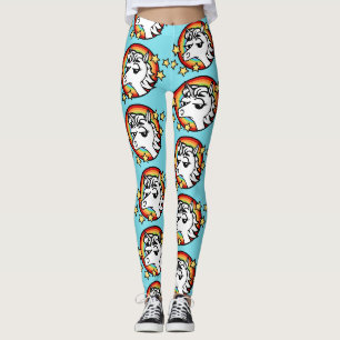 FUNNY UNICORN AND RAINBOW GRAPHIC PATTERN LEGGINGS