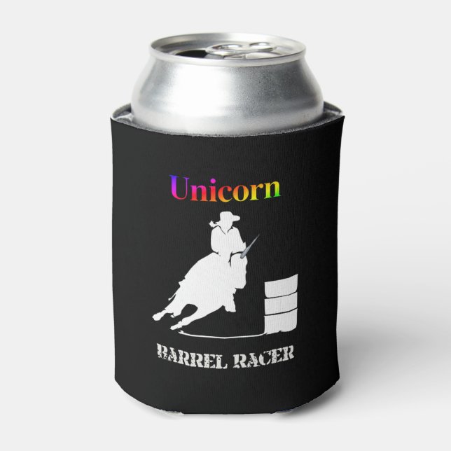 Funny Unicorn Barrel Racer Can Cooler (Can Front)