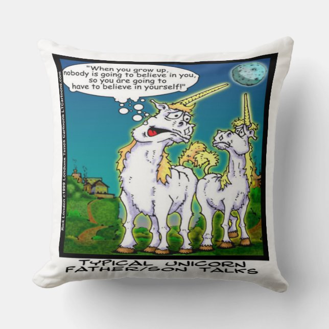 Funny Unicorn Bonding Large Cotton Throw Pillow (Front)