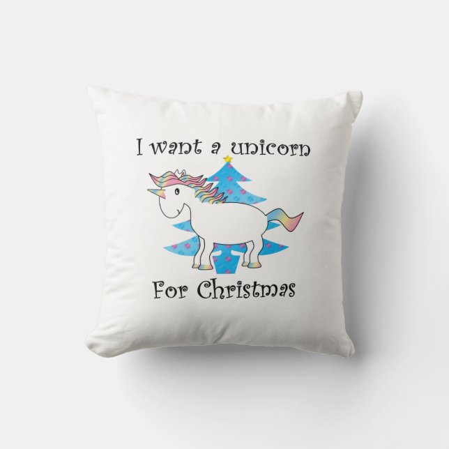 Funny unicorn christmas gift cushion (Front)