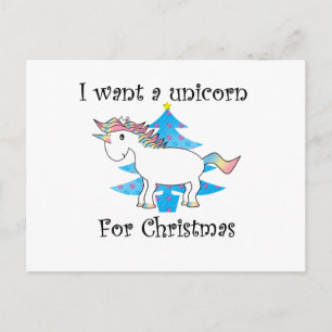 Funny unicorn christmas gift holiday postcard