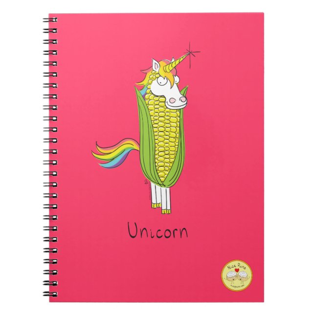 Funny Unicorn Cute Kids Cartoon Notebook (Front)