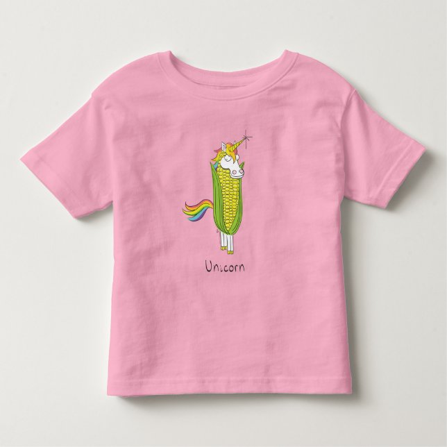 Funny Unicorn Cute Kids Cartoon Toddler T-Shirt (Front)