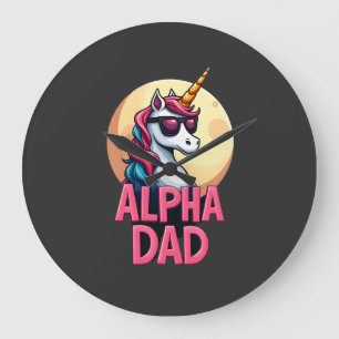 Funny Unicorn Dad Laufey Men Father's Day Christma Large Clock