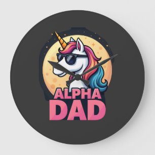 Funny Unicorn Dad Laufey Men Father's Day Christma Large Clock