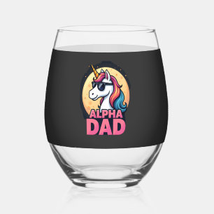 Funny Unicorn Dad Laufey Men Father's Day Christma Stemless Wine Glass