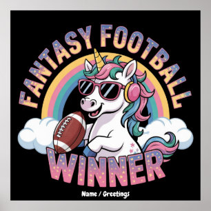 Funny Unicorn Fantasy Football Winner 2025 Style Poster
