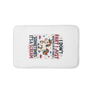 Funny Unicorn Fart Quote Vintage Rainbow Unicorn T Bath Mat