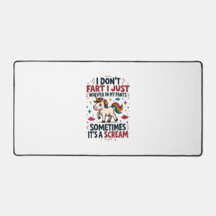 Funny Unicorn Fart Quote Vintage Rainbow Unicorn T Desk Mat