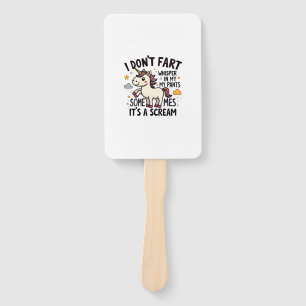Funny Unicorn Fart Quote Vintage Rainbow Unicorn T Hand Fan
