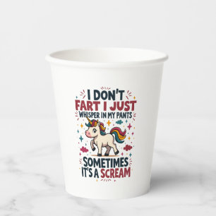 Funny Unicorn Fart Quote Vintage Rainbow Unicorn T Paper Cups