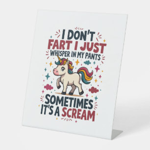 Funny Unicorn Fart Quote Vintage Rainbow Unicorn T Pedestal Sign