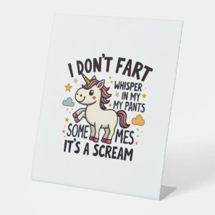 Funny Unicorn Fart Quote Vintage Rainbow Unicorn T Pedestal Sign