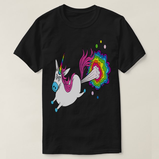 Funny Unicorn Farting Rainbow  T-Shirt (Design Front)