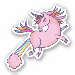 Funny Unicorn Farting Rainbows Cartoon Cute Gag